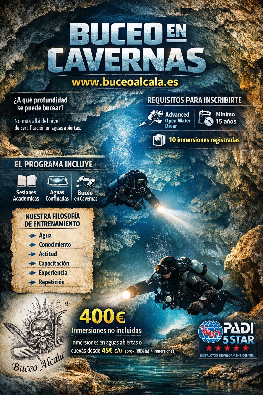 Buceo en Cavernas. 400€